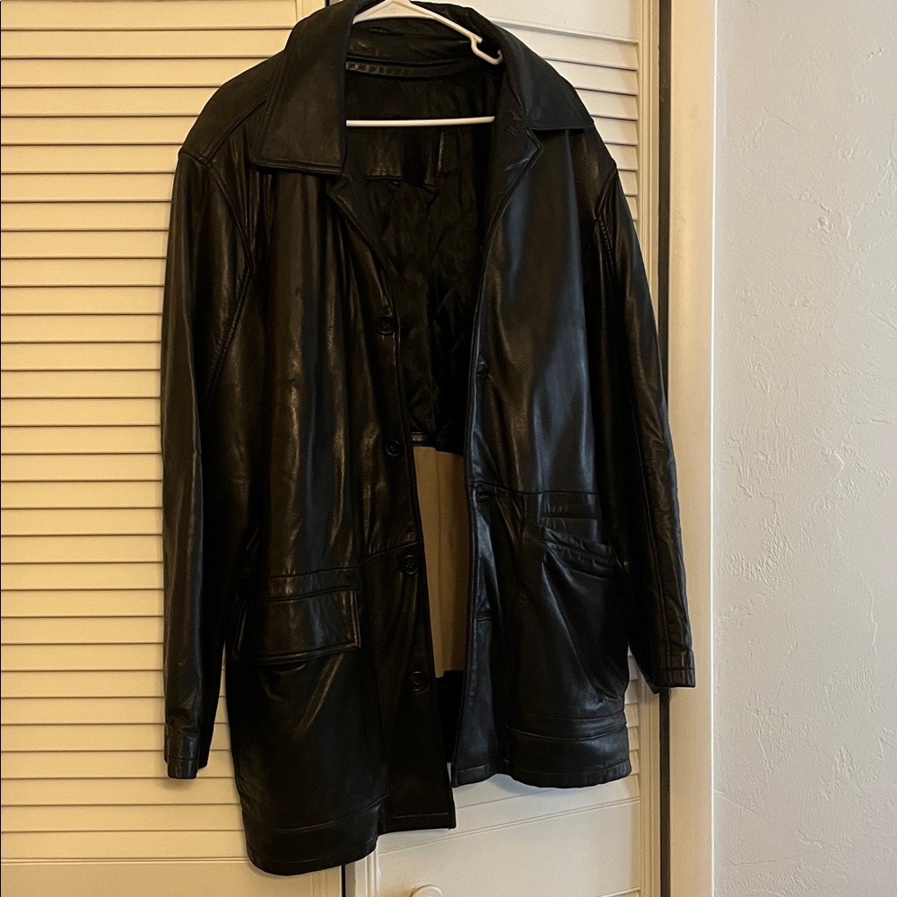Bugatchi Leather Car Coat Size large